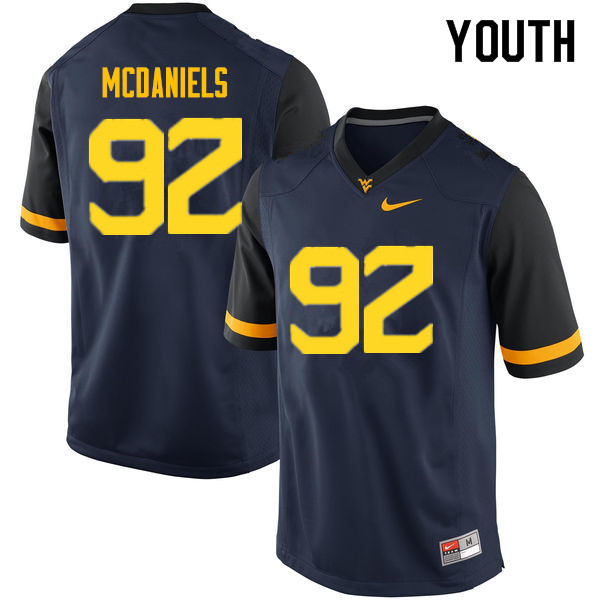 NCAA Youth Dalton McDaniels West Virginia Mountaineers Navy #92 Nike Stitched Football College Authentic Jersey YR23T08RI